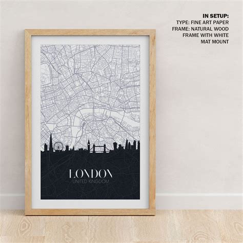 Buy Skyline and city map of London Travel Poster Art & Prints Online ...