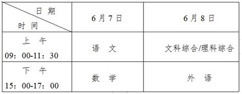 宁夏高考时间2021具体时间科目安排：6月7日-6月8日