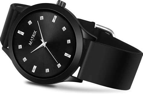Buy Matrix Dope Stone Studded Black Dial with Softest Silicone Strap ...