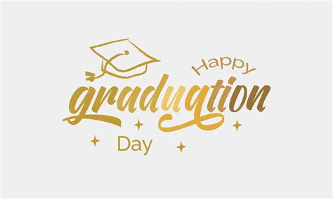 Happy graduation day quote handwritten typographic golden gradient art ...