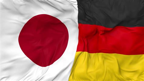 Japan and Germany Flags Together Seamless Looping Background, Looped Bump Texture Cloth Waving ...