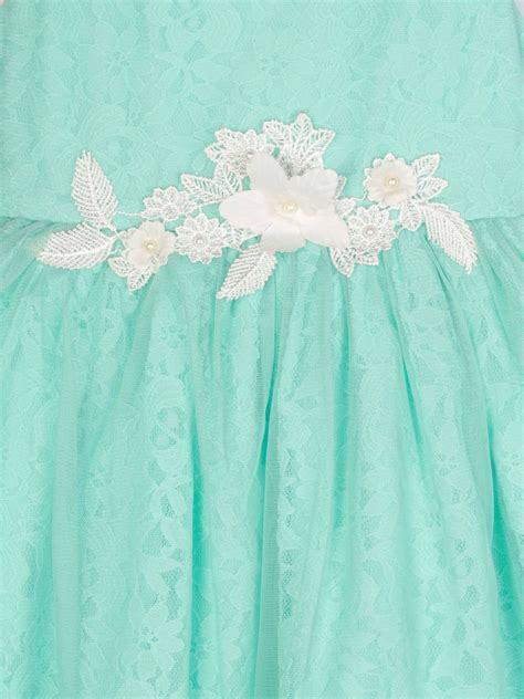 Girls Sea Green Net Dress 12939 | Peppermint