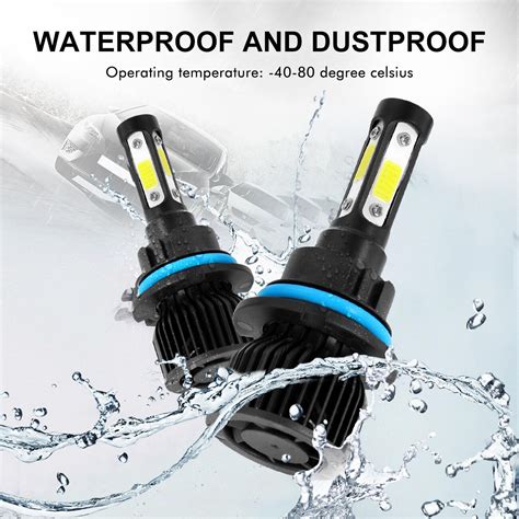 2400W 360000LM 4 Sides HB1 9004 LED Headlight High Low Beams 6000K ...