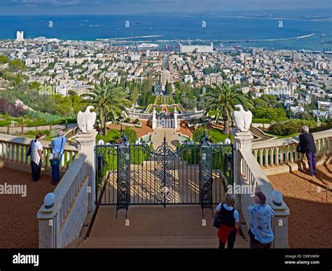 View from the Baha'i World Centre on Mount Carmel in Haifa, Israel ...