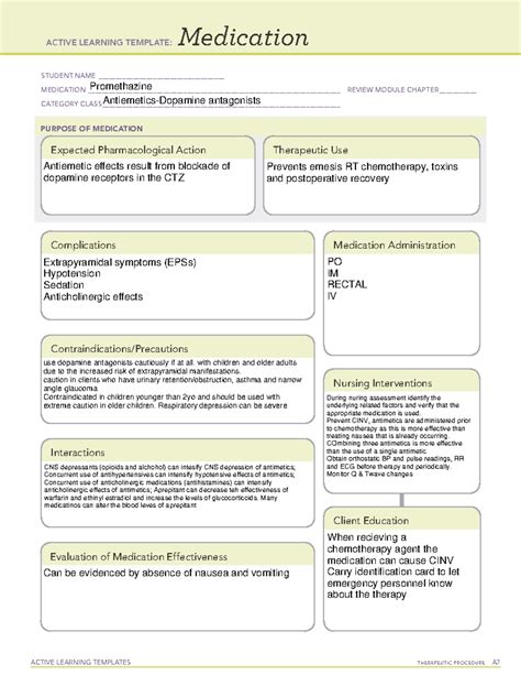 Promethazine - ati diagnostic - ACTIVE LEARNING TEMPLATES THERAPEUTIC ...