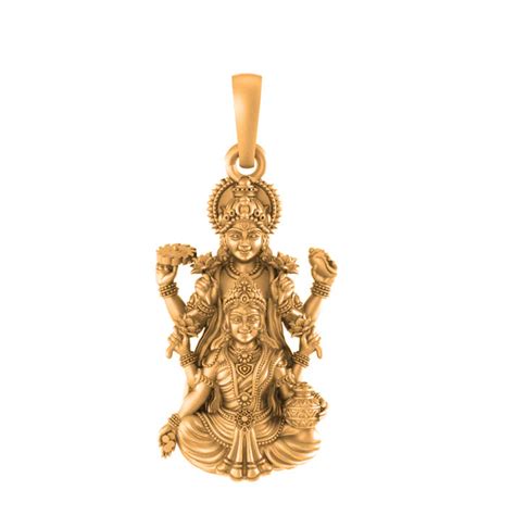 22 CT Gold Plated Silver (92.5% purity) God Vishnu Laxmi Pendant for M ...