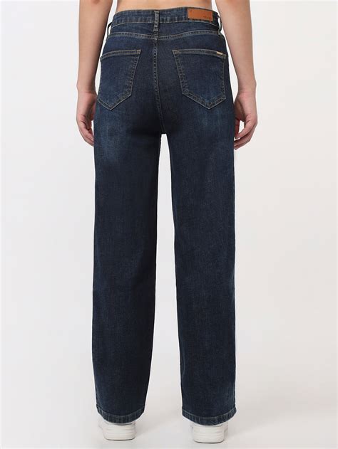 Buy Women Blue High-Rise Straight Fit Jeans | Kraus Jeans