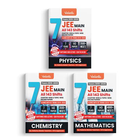 Vedantu JEE Main Physics Chemistry Mathematics PYQ Book Set Of 3 | 7 Y