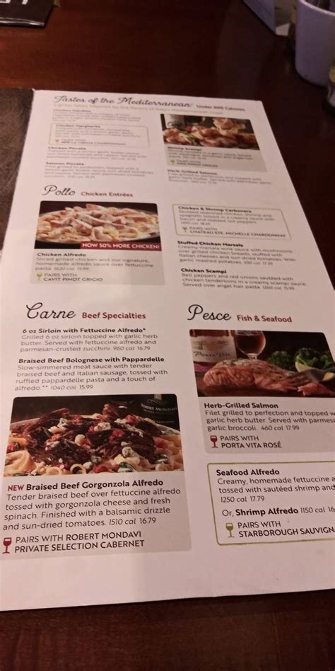 Menu at Olive Garden Italian Restaurant, Waco