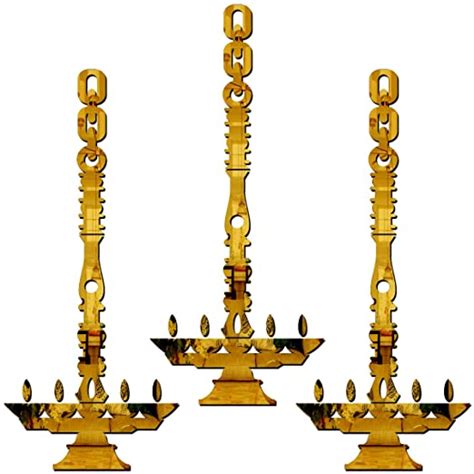 Buy Wall1ders - Acrylic 3 Hanging Diya 3D Mirror Wall Stickers (Golden ...
