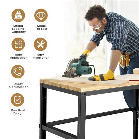 48 in. Adjustable Workbench Solid Oak Wood Top 2000 | Ubuy India