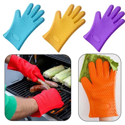 Oven Gloves Silicone Glove Heat Resistant Gloves Temperature Resistant ...