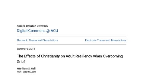 The Effects of Christianity on Adult Resiliency when Overcoming G ...