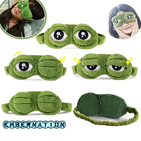 Embernation 3D Pepe Sad Frog Sleeping Mask Eye Mask movable eyelids ...