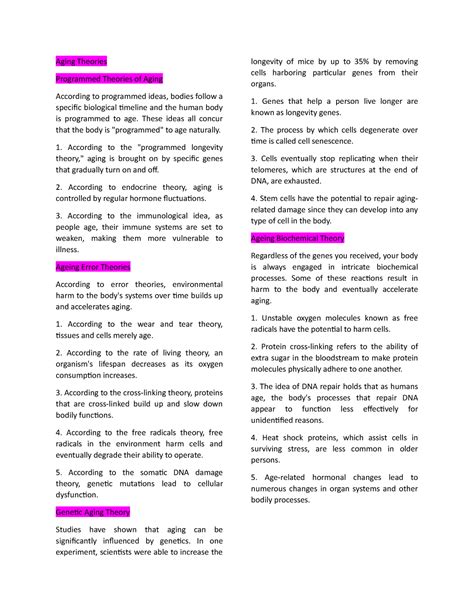 Aging Theories - Aging Theories Programmed Theories of Aging According to programmed ideas ...