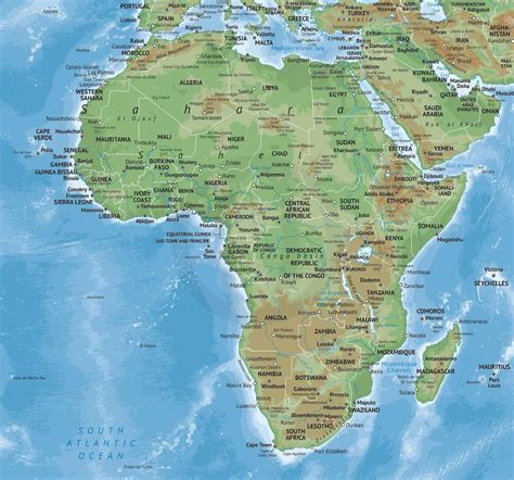 Vector Map of Africa Continent Physical | One Stop Map