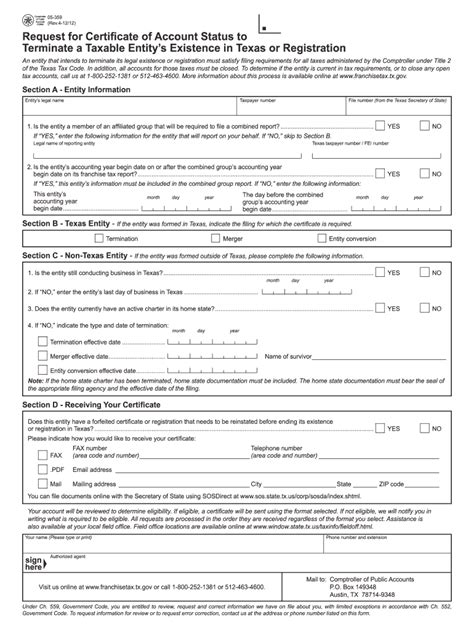 2012 Form TX 05-359 - Blank Fillable Template | Fill Out, Print ...