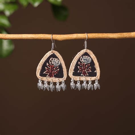 Multicolor Shifa Handcrafted Fabart Jute Earrings