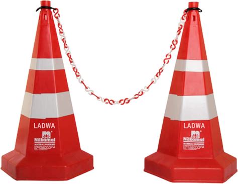 Nilkamal Road Traffic Safety Cone, Pack of 4 Cones 750mm, with 4 mtr ...