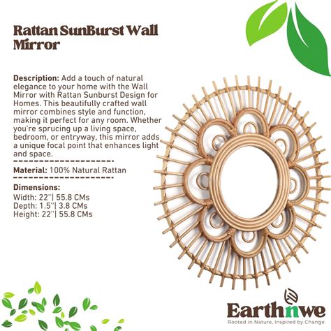 Rattan Wall Mirror | Sunburst Design for Modern Homes | EarthNWe ...