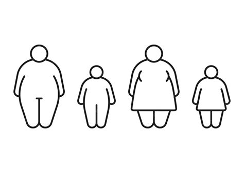 Premium Vector | Obese body of man woman children line icon Fat figure ...