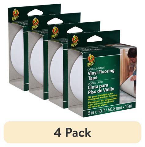 (4 pack) Duck Brand Double-Sided White Vinyl Flooring Tape, 2 in. x 50 ...