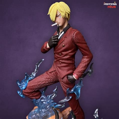 Sanji Fighting Pose With Blue Flames Base & Red Dress PVC Action figur ...