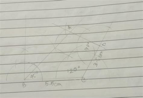 Construct a quadrilateral ABCD in which BC =5.5 cm CD =3.5cm angle B 45 ...