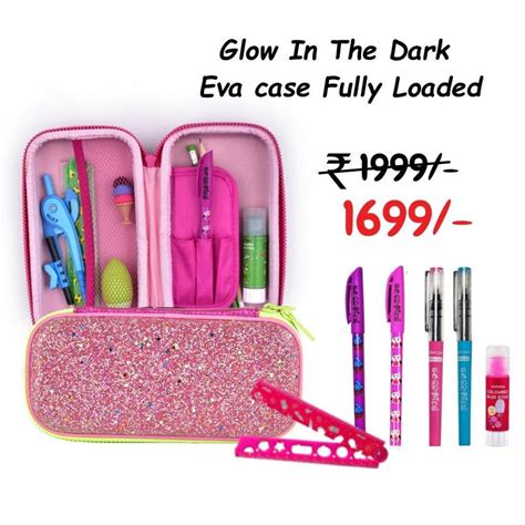 Glow In The Dark Pencil Case - Fully Loaded | Girls Pink Stationery Jo ...