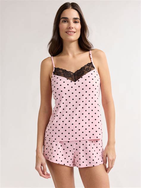 Joyspun Women's Lace Trim Knit Cami and Shorts Pajama Set, Sizes XS-3X ...