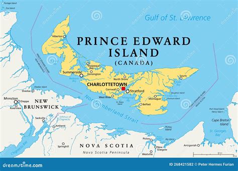 Prince Edward Island, Maritime Province of Canada, Political Map Stock Vector - Illustration of ...