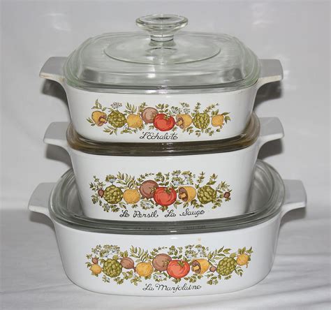 Set of 3 - Vintage 1970s Corning Ware" Spice O' Life" Glass 1 Quart, 1 ...