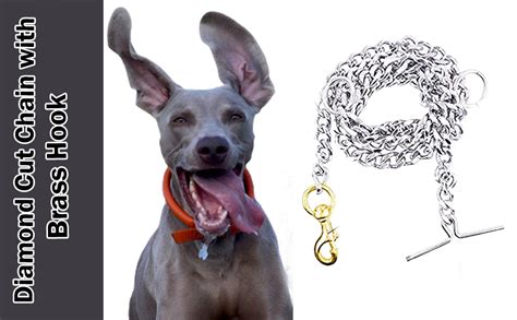 RvPaws Dog Leash Diamond Cut Heavy Duty Dog Leash Chain With Brass Hook ...
