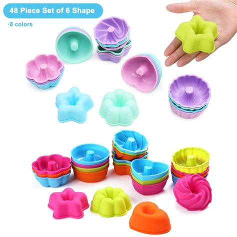 48 Pack Silicone Molds, Nonstick 2 3/4 Inches Donut Mold, Baking Cups ...