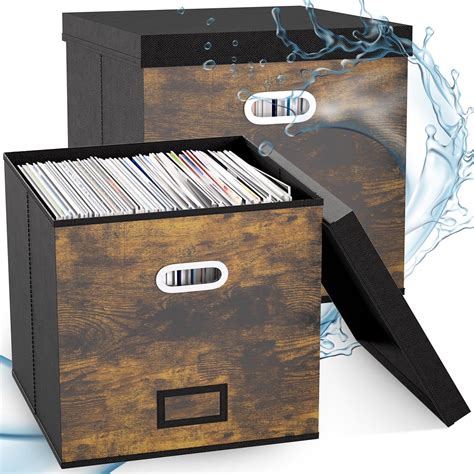 Amazon.com: ZEDKEHO Vinyl Record Storage Box Set of 2 - Album Storage ...