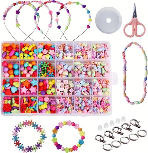 Satmarhz 570Pcs Beads for Jewellery Making Kit, Colorful Beads Set for ...