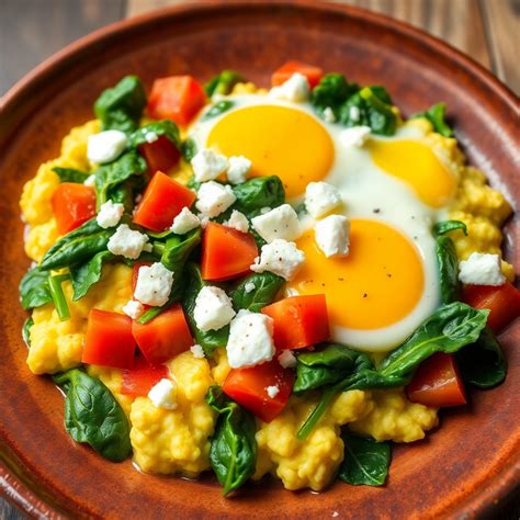 Keto Mediterranean Spinach & Feta Egg Scramble Recipe | cookAIfood