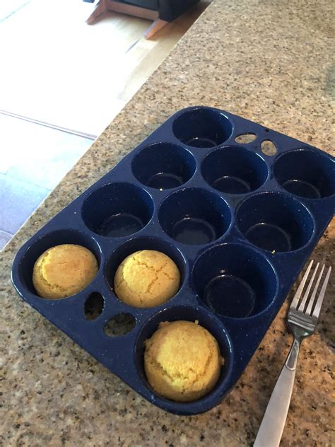 Corn muffins in my enameled cast iron muffin tin : r/castiron