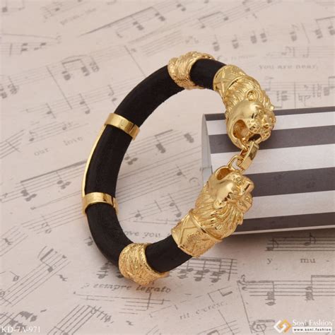 Lion Face & Thakor Gorgeous Design Gold Plated Genda Kada For Men ...
