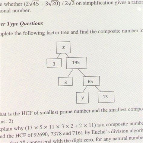 Complete the following factor tree and find the composite number X and ...