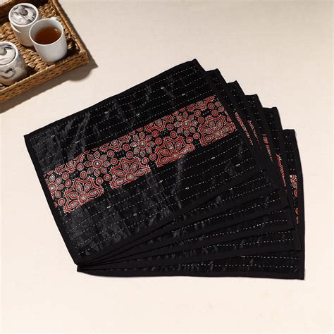 Black Tagai Embroidery Table Mats - Shop Now