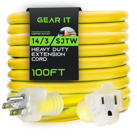 GearIT 14/3 Outdoor Extension Cord (100 Feet) 14 AWG Gauge - 3 Prong ...
