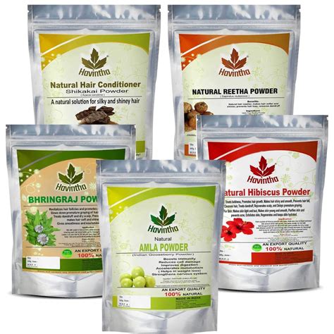 Havintha Amla, Reetha, Shikakai, Bhringraj and Hibiscus powder for Hair ...