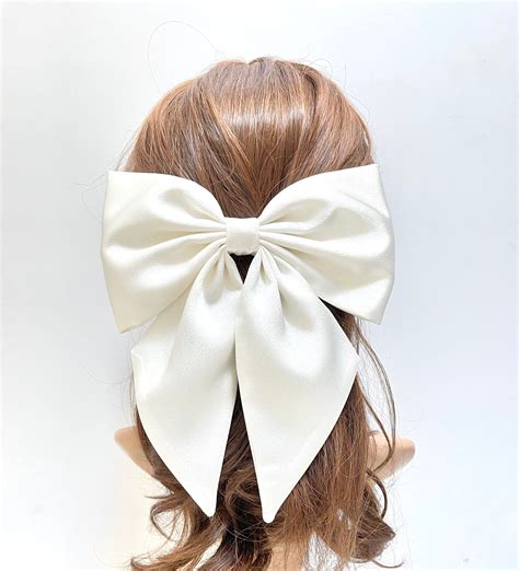 Bridal Veil Bows,white Satin Hair Bow, White Bridal, Wedding Bow, Big ...