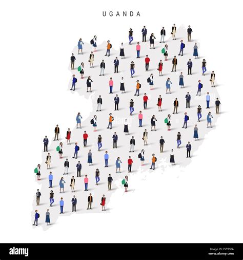 Uganda population map. Large group of people in a shape of Ugandan map. Flat vector illustration ...
