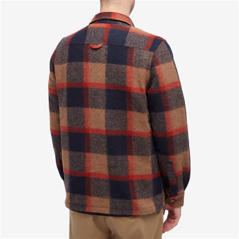 Portuguese Flannel Catch Overshirt Navy & Red | END. (NZ)