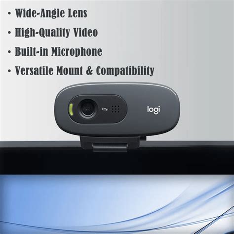Logitech 1pc Logitech C270 HD 720P Webcam com microfone integrado ...