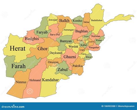 Provinces Map of Afghanistan Stock Vector - Illustration of armenian, turkmen: 186903388