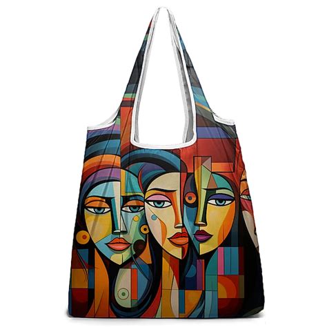 Foldable Colorful Tote Bags with Abstract Art Designs for Fashion and ...