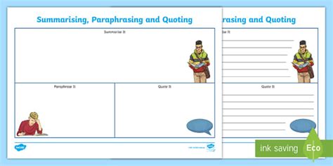 Summary template for students (teacher made) - Twinkl